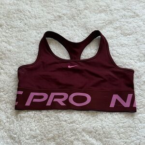 Nike Women's Maroon and Pink Sports Bra